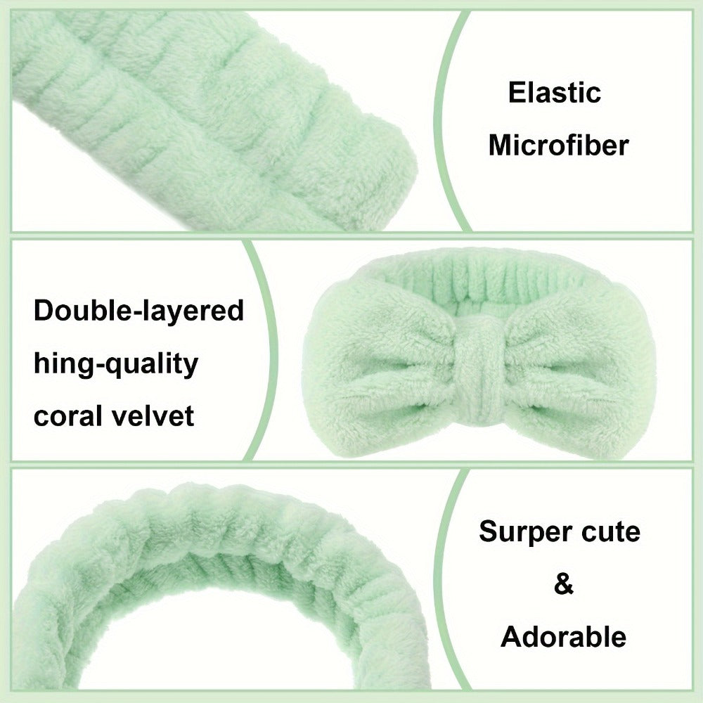 Spa Headbands for Washing Face 52 Pack Bulk Set – Soft Coral Fleece Bow Headband in 13 Colors for Women Skincare Makeup Showe