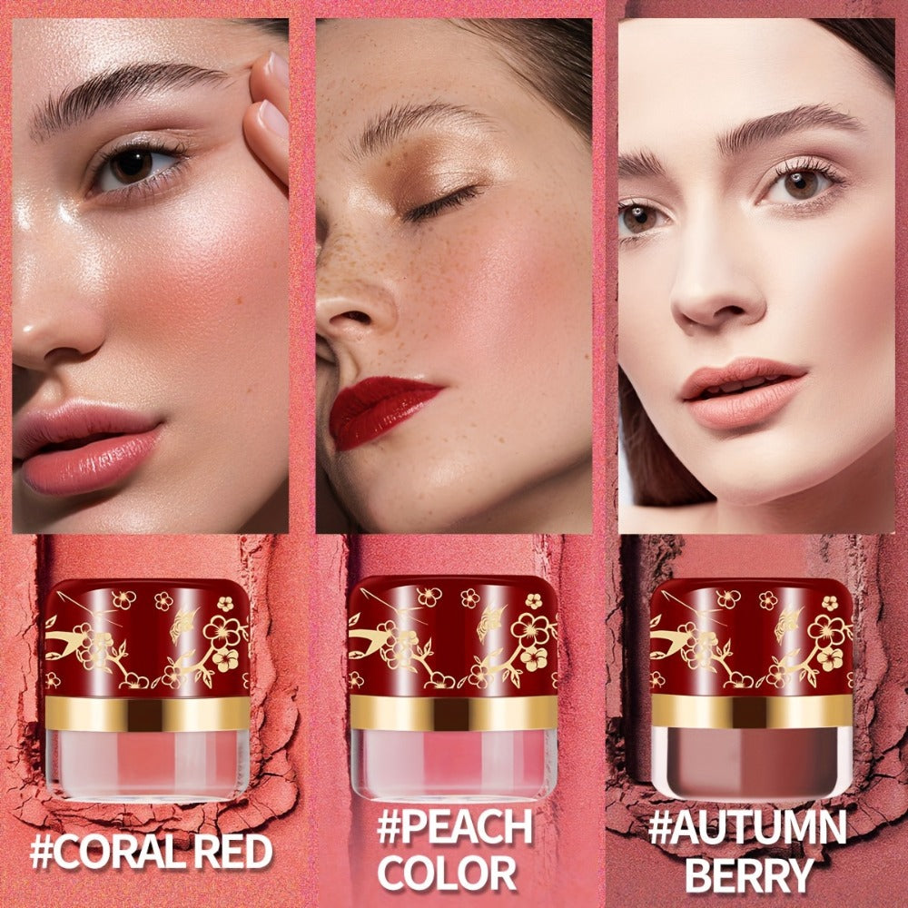 Powder Blush Set 3 Colors with Pearl Powder Rose Oil & Squalane Formula, for Makeup, Travel and Everyday Vanity Use — image 2