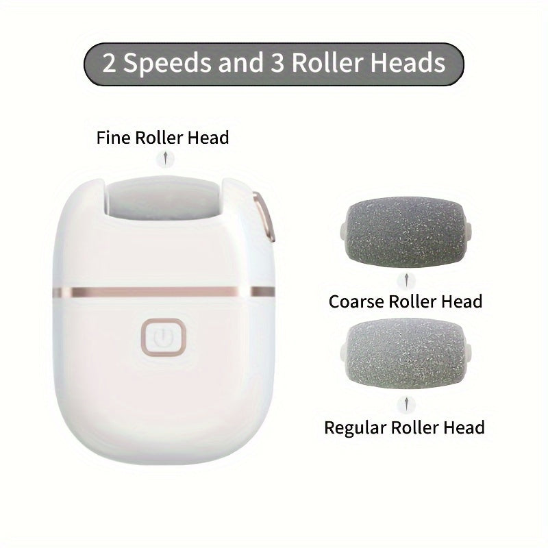 Rechargeable Electric Foot File with Two or Three Roller Heads in White Standard or Pink Upgraded Checkout — image 22
