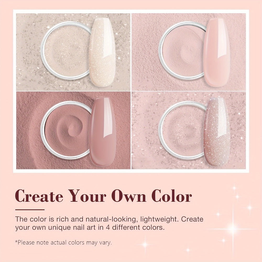 Dip Powder Nail Kit with NOCIS Label, Four Nude Blush Shimmer Powders, Three 10ml Liquids and Four Tools — image 2