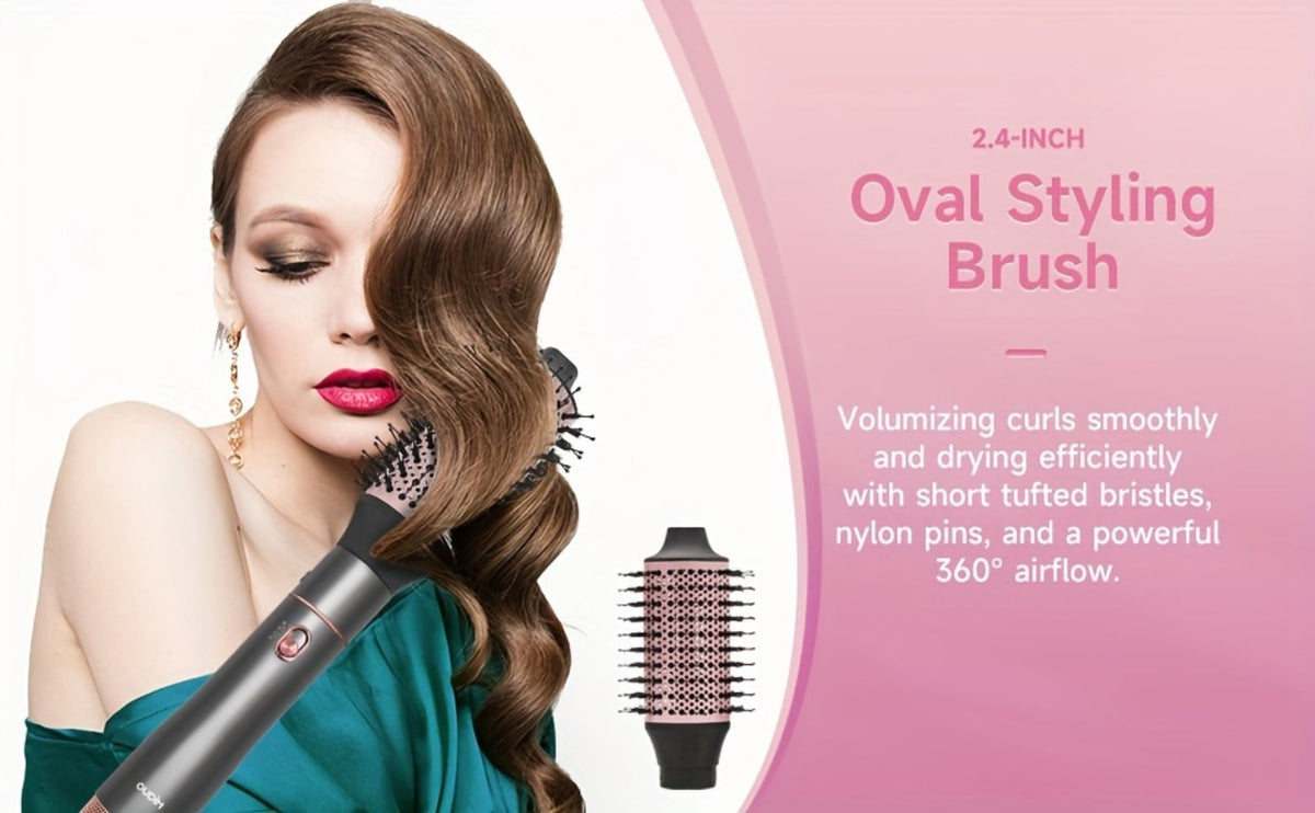 5-in-1 Hot Air Styling Comb Set Negative Ion Hair Dryer Brush with 5 Interchangeable Heads, for Home, Travel and Salon Hair S
