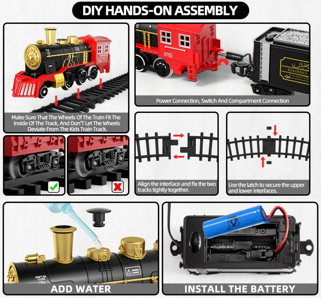 Christmas Train Set for Kids, 43PCS Electric Train Toy with Smoke, Lights & Sound, 6 Cars & 28 Tracks — image 10