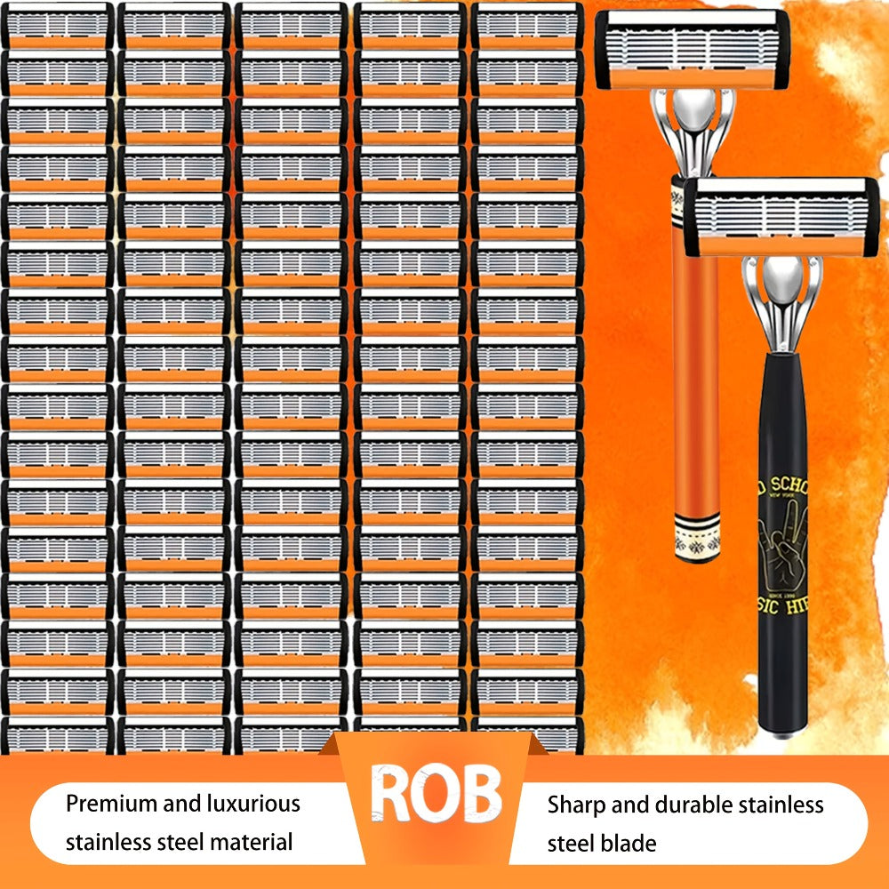 Double Edge Safety Razor Set for Men with 2 Handles & Stainless Steel Replacement Blades – Barber-Quality Close Shave Manual 