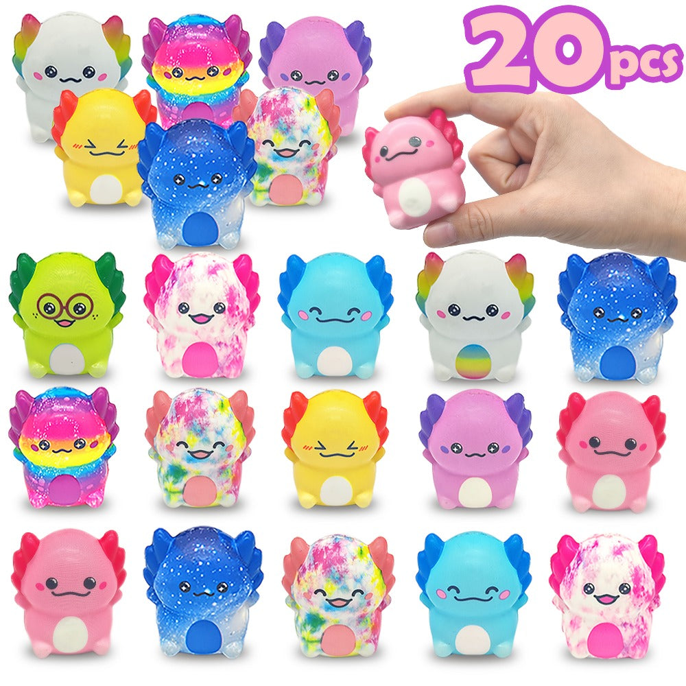 Axolotl Squishy Toys 20 Pack Slow Rising Fidget Sensory Stress Toys for Kids, Cute Salamander Newt Ice Cream Shape Squeeze To