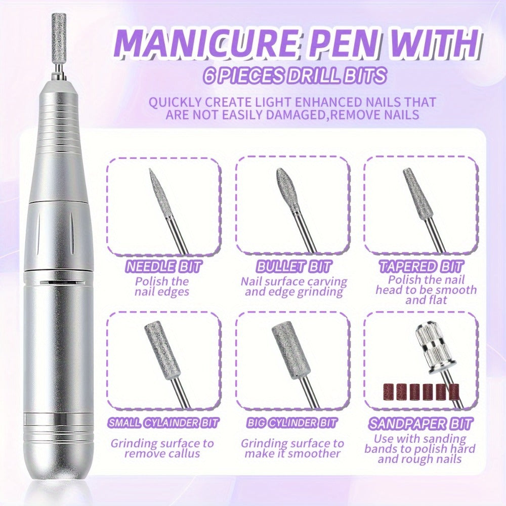 Electric Nail Drill 45000 RPM Rechargeable Kit with LCD Display and V6 Pink or White Options — image 8