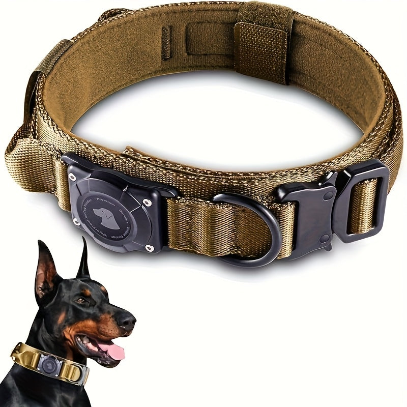 Tactical Dog Collar with Handle and Round Tracker Holder Case in Nine Colors and Sizes M to XL — image 25