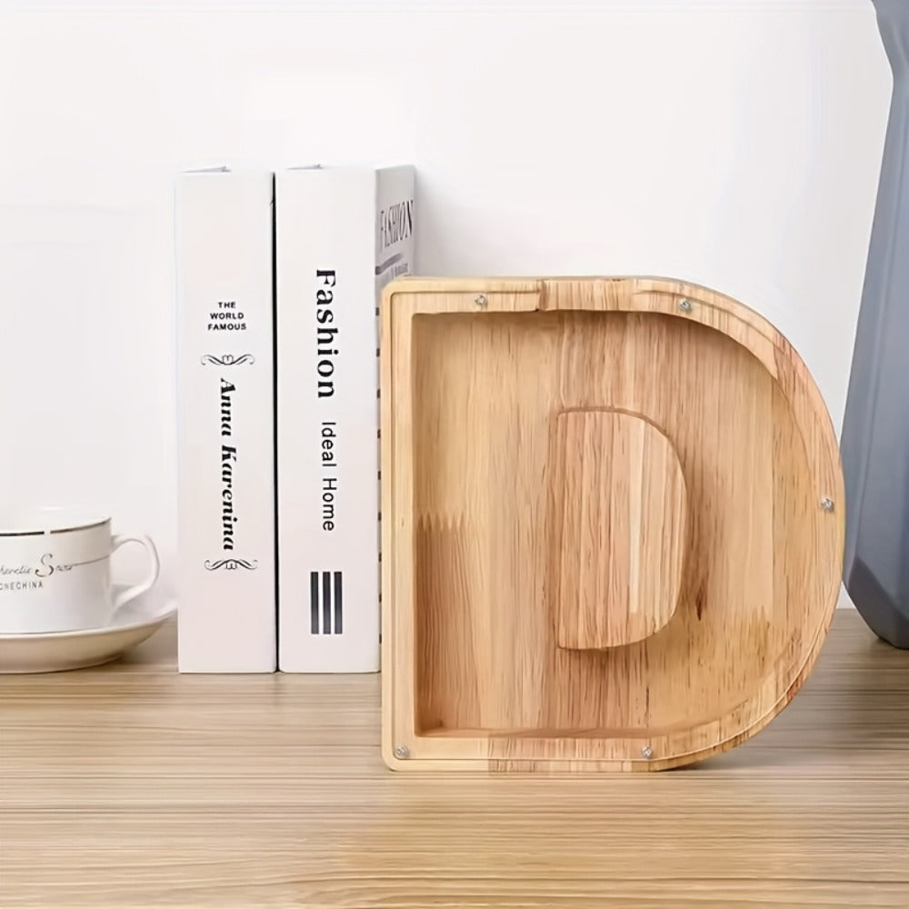 Personalized Wooden Piggy Bank for Kids – A-Z Alphabet Letter Initial Coin & Bill Savings Bank for Boys & Girls — image 5