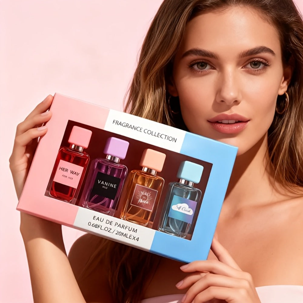 Perfume Gift Set Aroma Allure Four 20ml Eau de Parfum Sprays in Pink Blue Windowed Box for Women — image 5