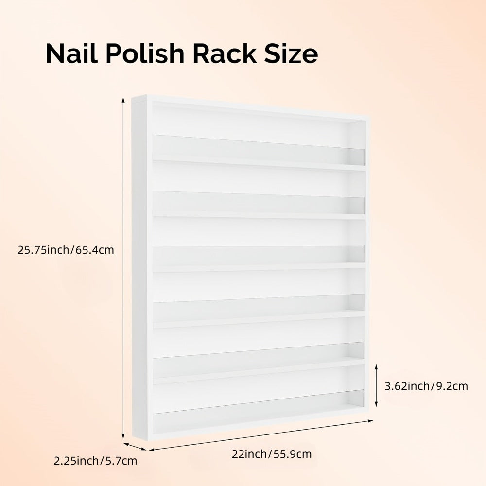 Wall Mount Nail Polish Rack 6 Tier Holds 120 Bottles with Acrylic Baffles – Large Nail Varnish Display Shelf Organizer for Sa