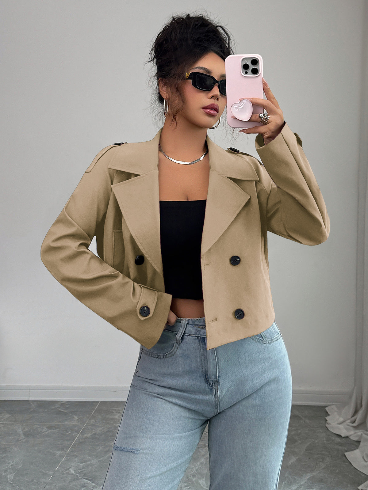 Casual Minimalist Long Sleeve Jacket Vest Coat Women