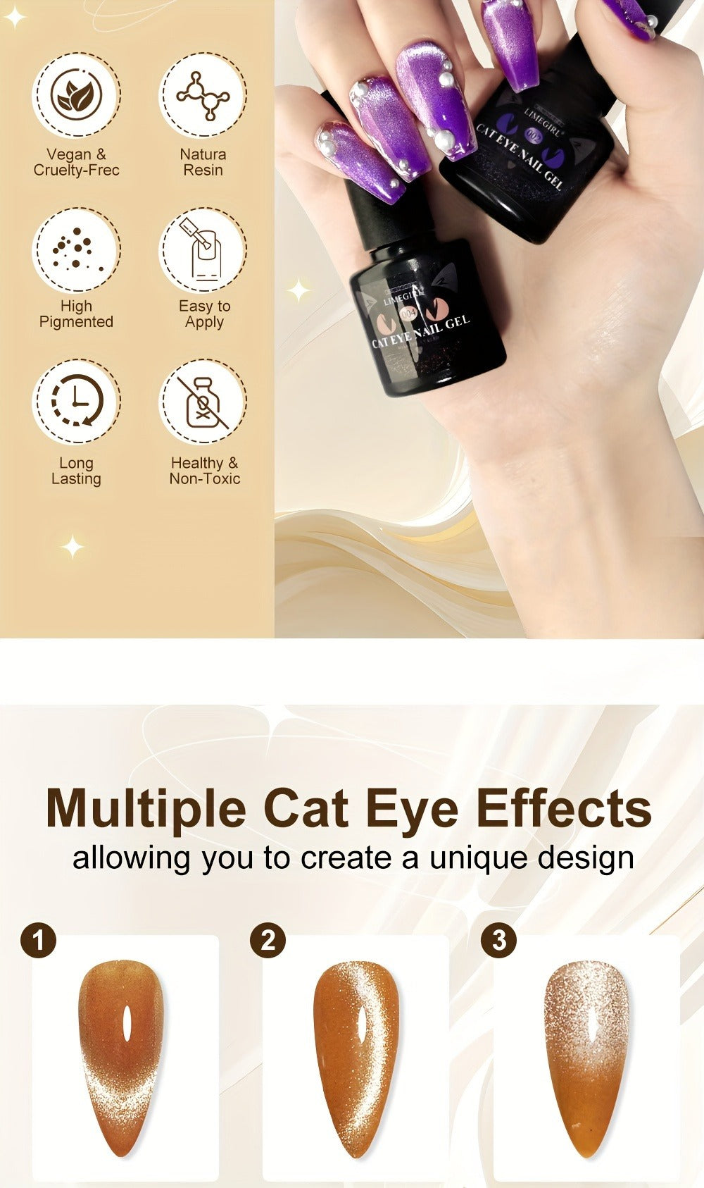 Cat Eye Gel Polish 8ml Holographic Chameleon Flash – Magnetic Sand 3D Color-Shifting Semi-Permanent UV LED Gel Varnish for Sa