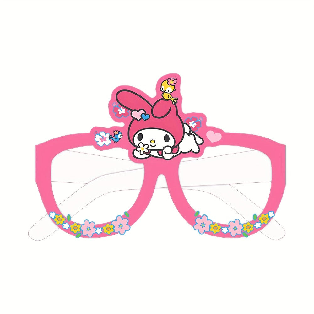 Sanrio Photo Booth Glasses Props 12 Pcs Hello Kitty Kuromi My Melody Cinnamoroll Gudetama for Parties, Celebrations and Guest