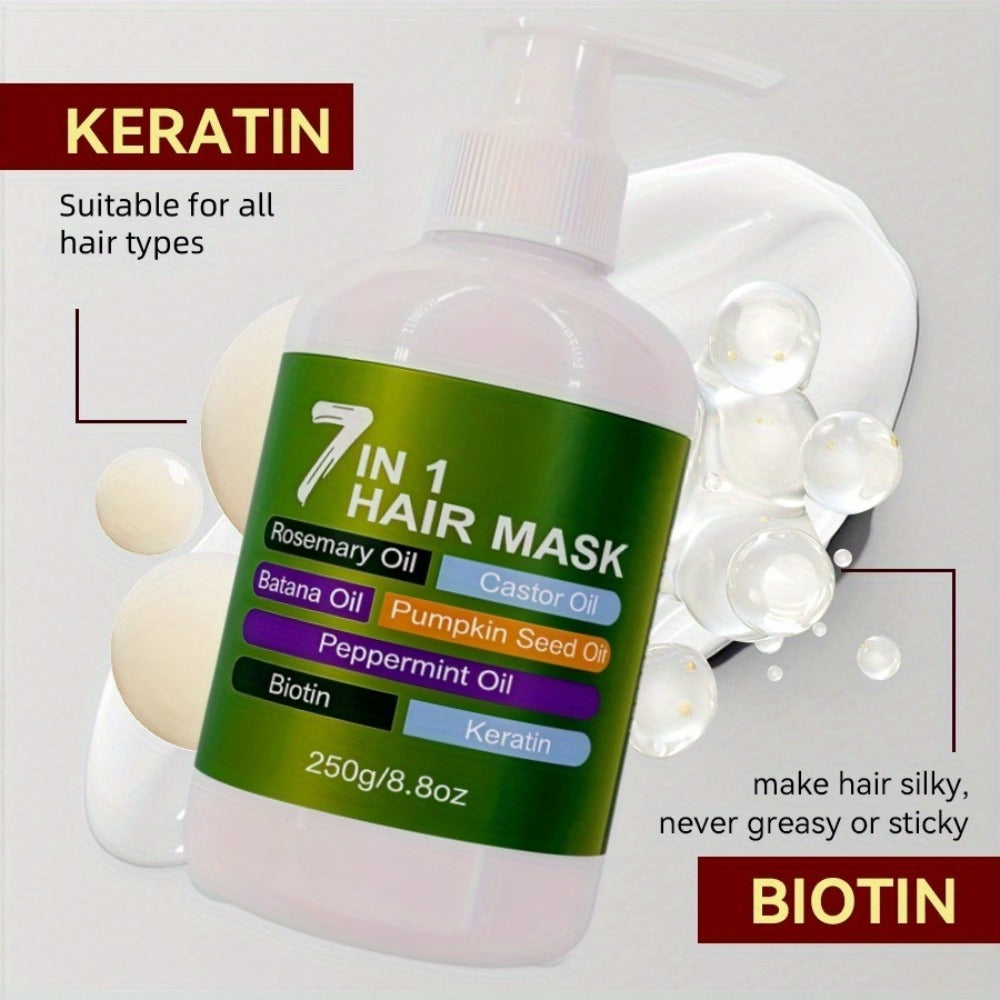 250g 7-in-1 Hair Mask in White Pump Bottle with Rosemary, Batana, Castor and Peppermint Oils — image 4