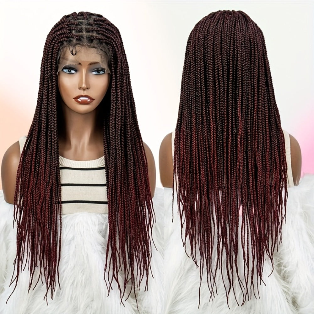 Thirty-Inch Box-Braid Wig with 360 Lace Cap and Four Black, Blonde, Burgundy or Auburn Options — image 6