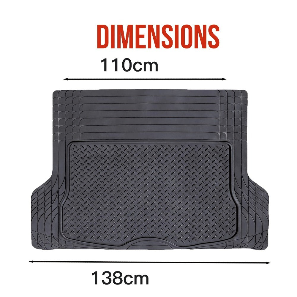 Trunk Cargo Liner Rubber Mat Universal Fit – All Weather Waterproof Trunk Mat with Seat Back Protector, Trim-to-Fit for Cars,