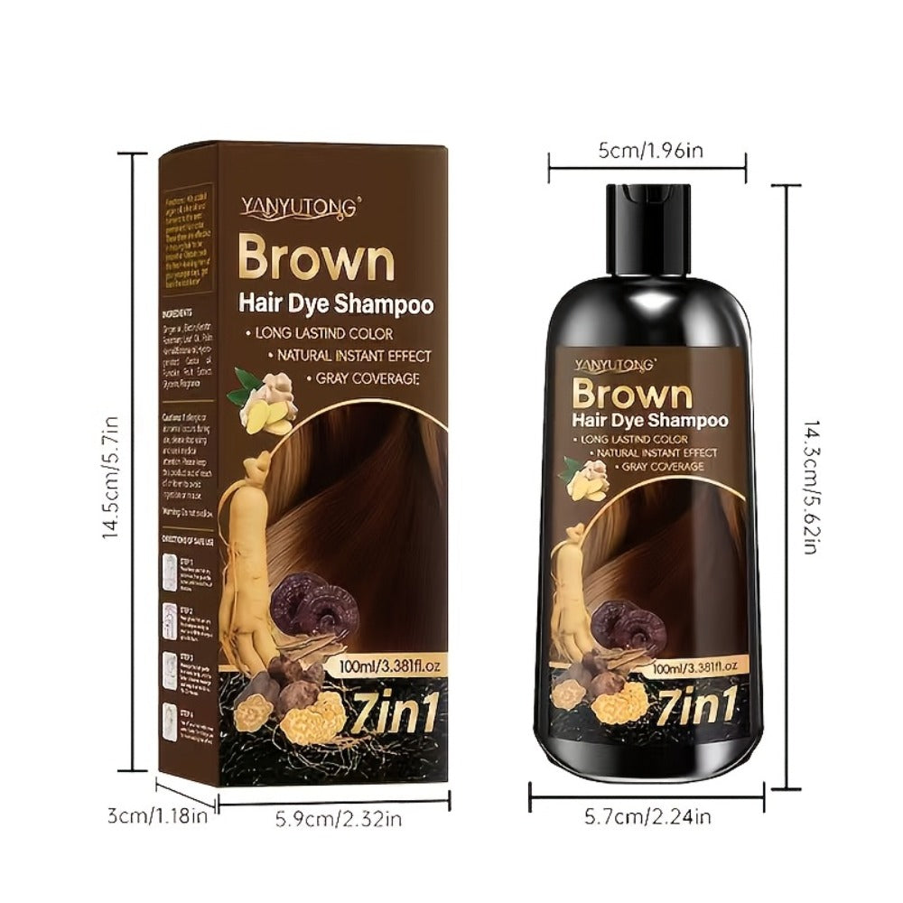 Hair Color Shampoo, YANYUTONG 7-in-1 100ml Bottle with Brown, Chestnut Brown or Black Options — image 5