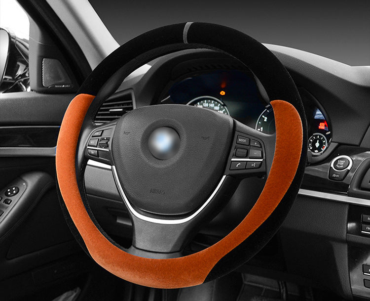 Winter short plush flocking steering wheel cover