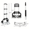 Compact Folding Aluminum Hand Truck with Telescoping Handle, 165 lb Load Label and Four Color Options — image 6