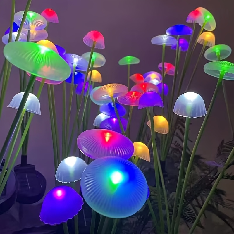 Solar Garden Lights IP65 Mushroom Path Stakes with Warm White 32-LED 4-Pack or 64-LED 8-Pack — image 5