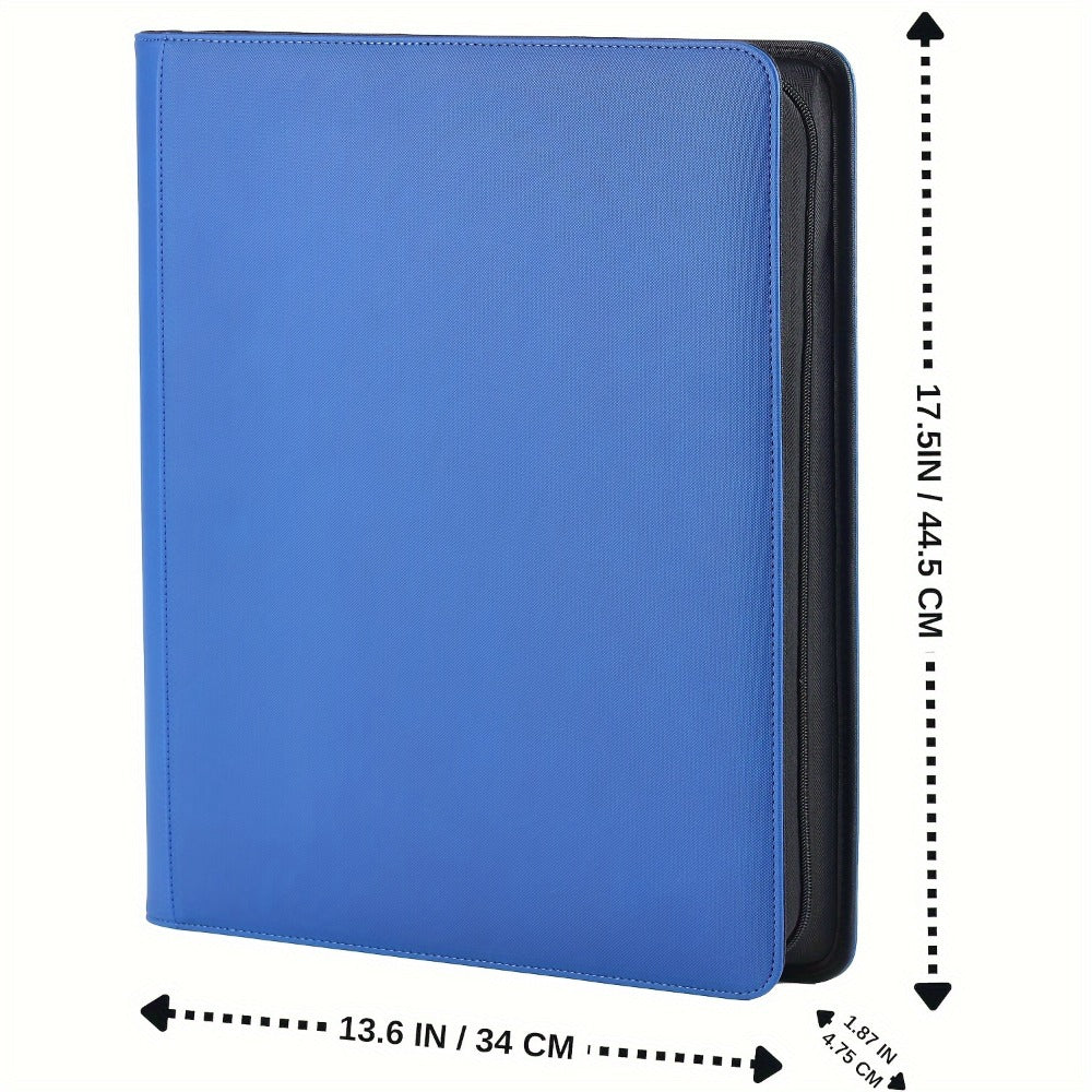Trading Card Binder Ringless 16 Pocket – Double-Sided Side-Loading Zipper Card Album for Pokemon MTG TCG Sports Cards K-pop P