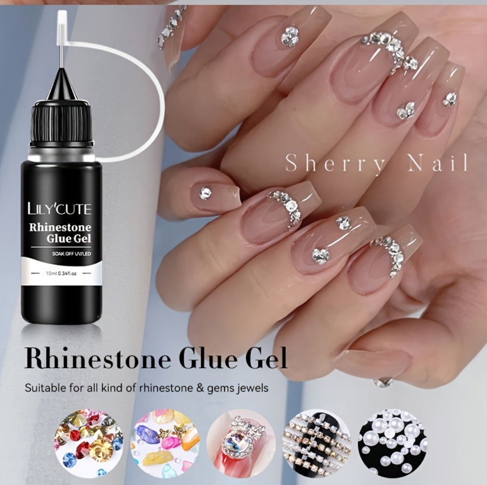 Nail Rhinestone Adhesive Gel 2pcs 0.34oz Clear Sticky Glue for 3D Nail Art Gems Charms Crystals Drill Jewelry — image 14