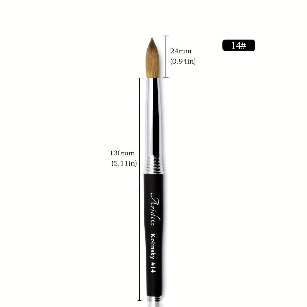 100% Pure Kolinsky Round Head Acrylic Nail Art Brush Black Metal Handle Size 12 14 16 18 – Professional Nail Extension & Acry
