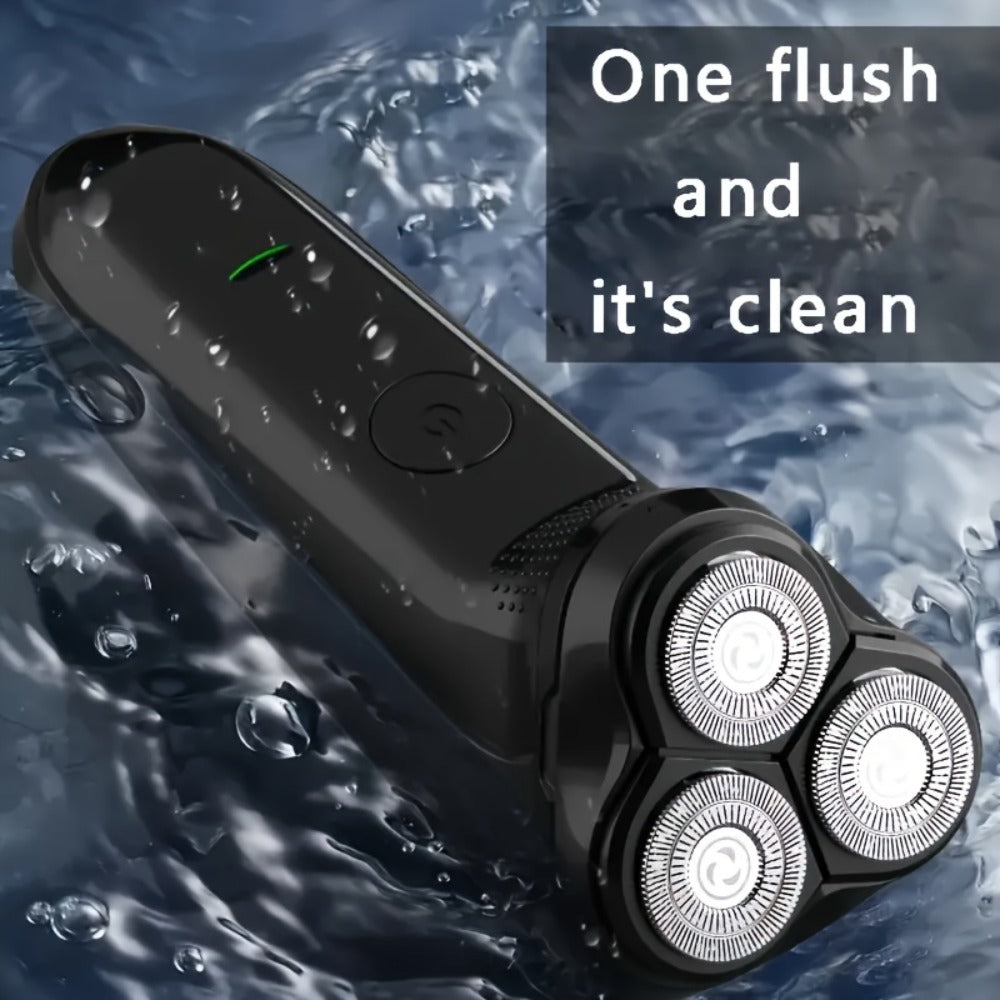 Electric Shaver Cordless Rotary Grooming Kit with USB Charging Cable in Blue or Black for Daily Use — image 4