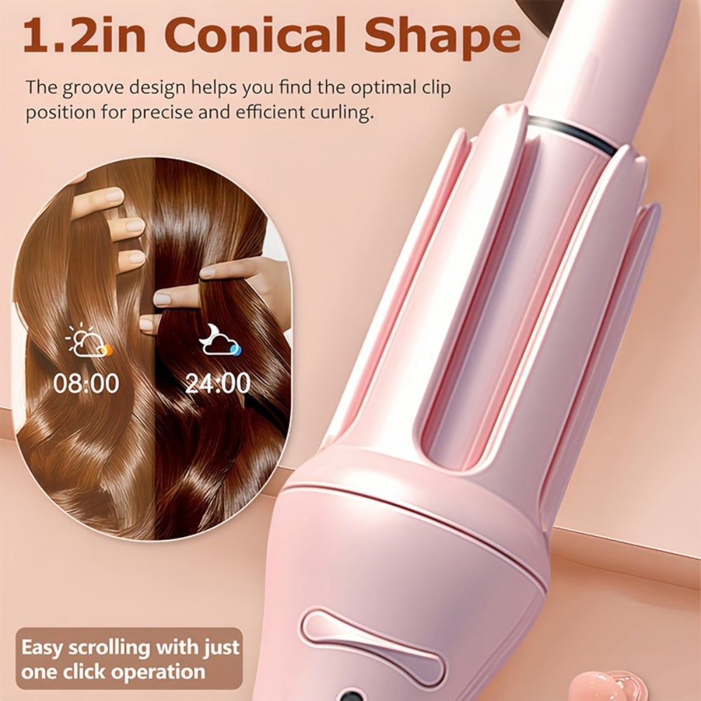 Automatic Curling Iron for Women with Ionic Technology, 4 Temperature Settings, 3 Timer Options, Dual-Direction Rotation — im