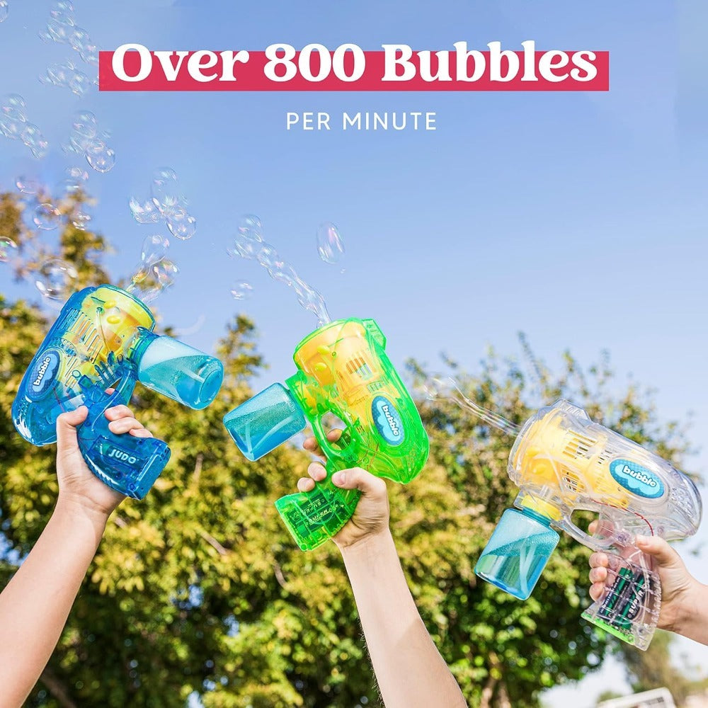 3-Pack Bubble Gun Blower with 3 Pre-Loaded Solution Refills, Hand-Powered, Color-Changing Bubbles — image 4