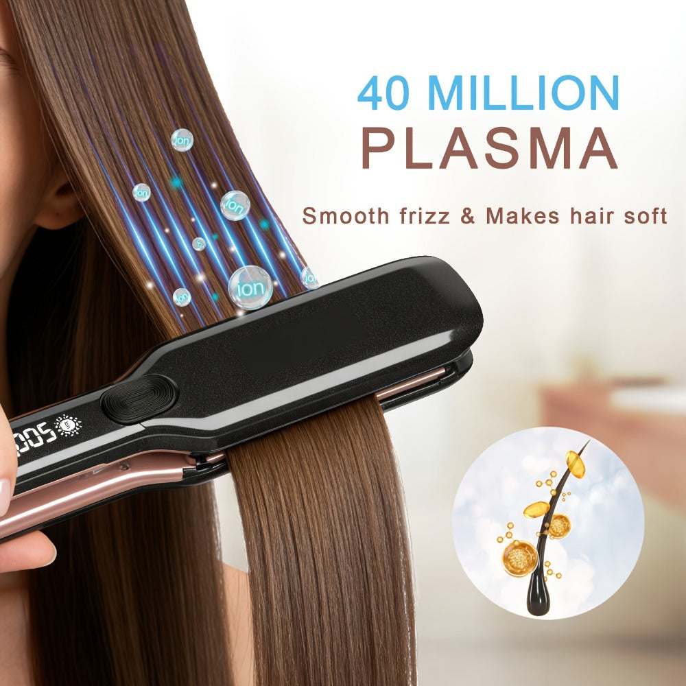 Ceramic Ionic Flat Iron Hair Straightener & Curler 2-in-1 Plasma Anti-Static 260°C 500°F LCD, for Home, Travel and Salon Hair