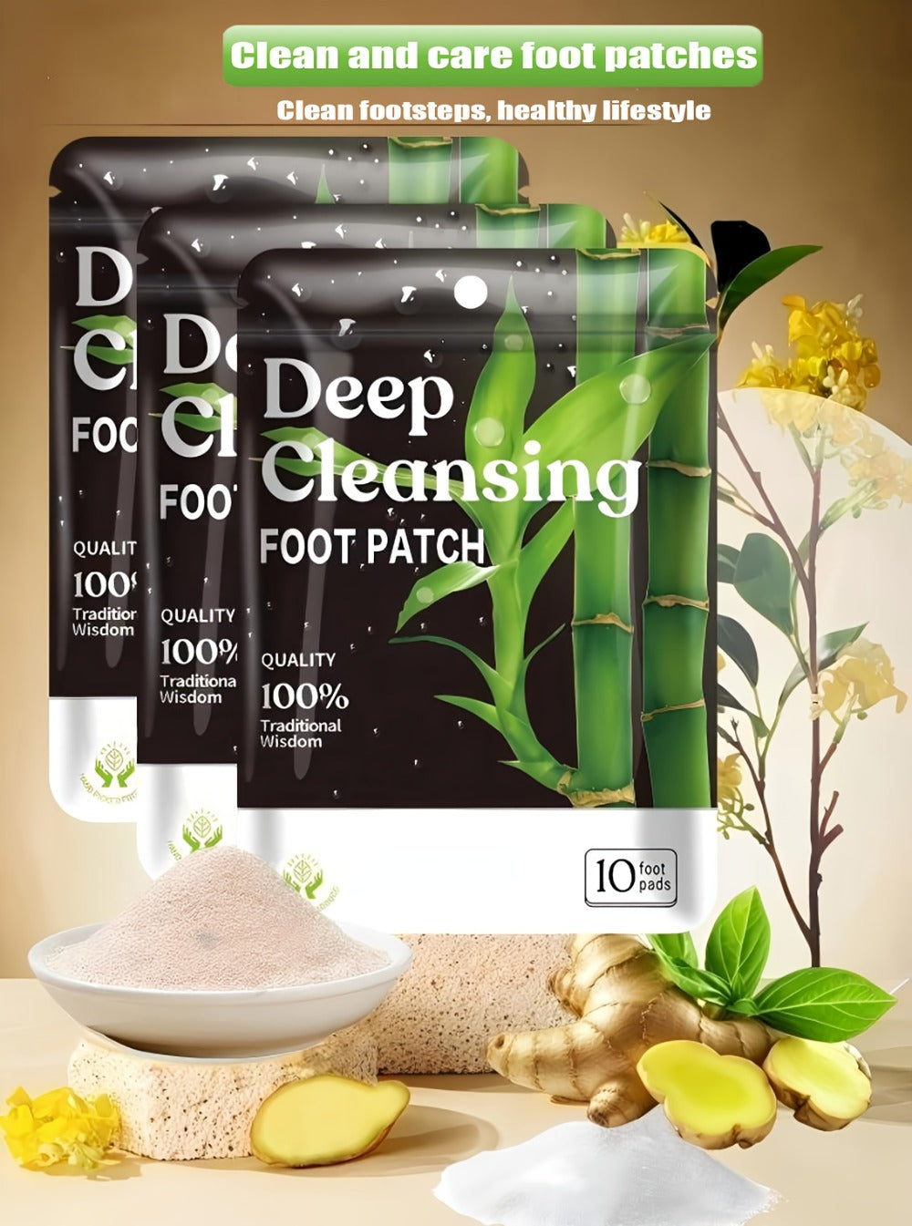 Detox Foot Patches with Bamboo Vinegar Ginger & Lavender – Natural Plant Formula Deep Cleansing Overnight Foot Pads — image 1