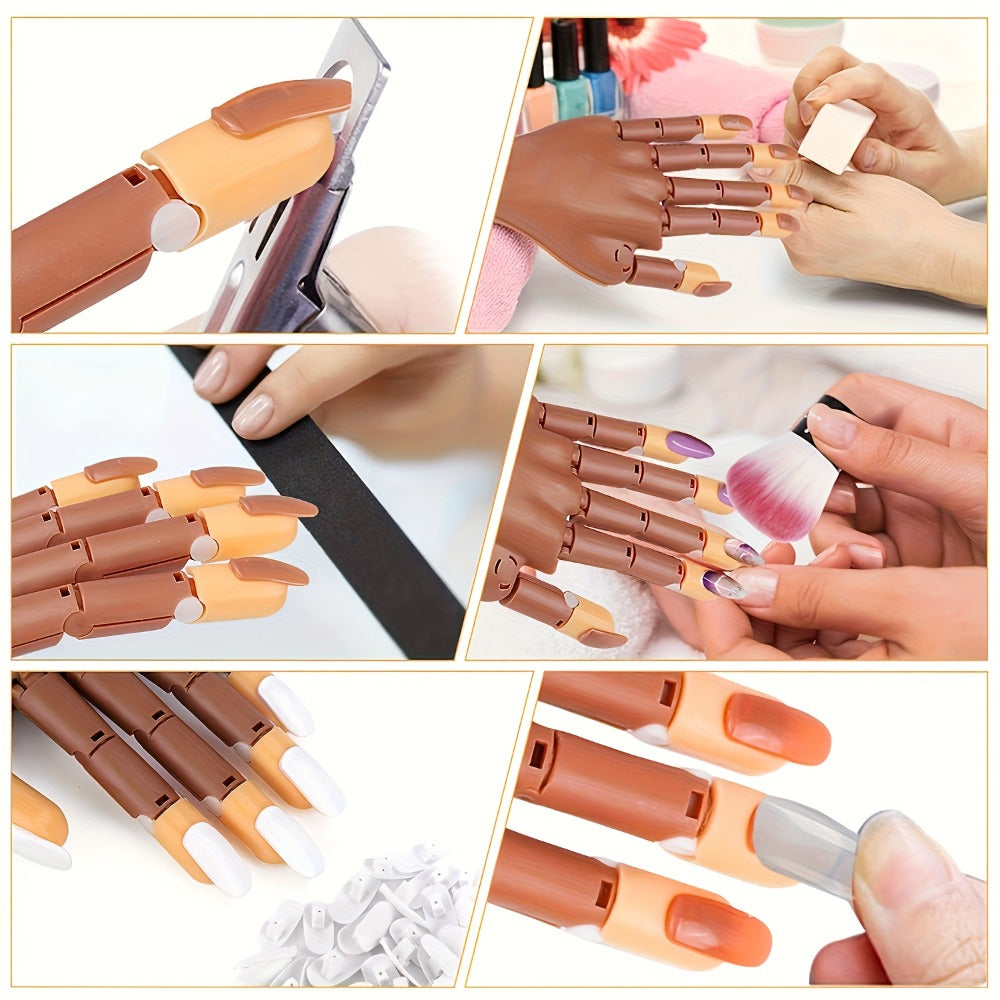 Nail Practice Hand Kit for Acrylic Nails Flexible Training Hand with 200pcs Replacement Nail Pads Clippers — image 13