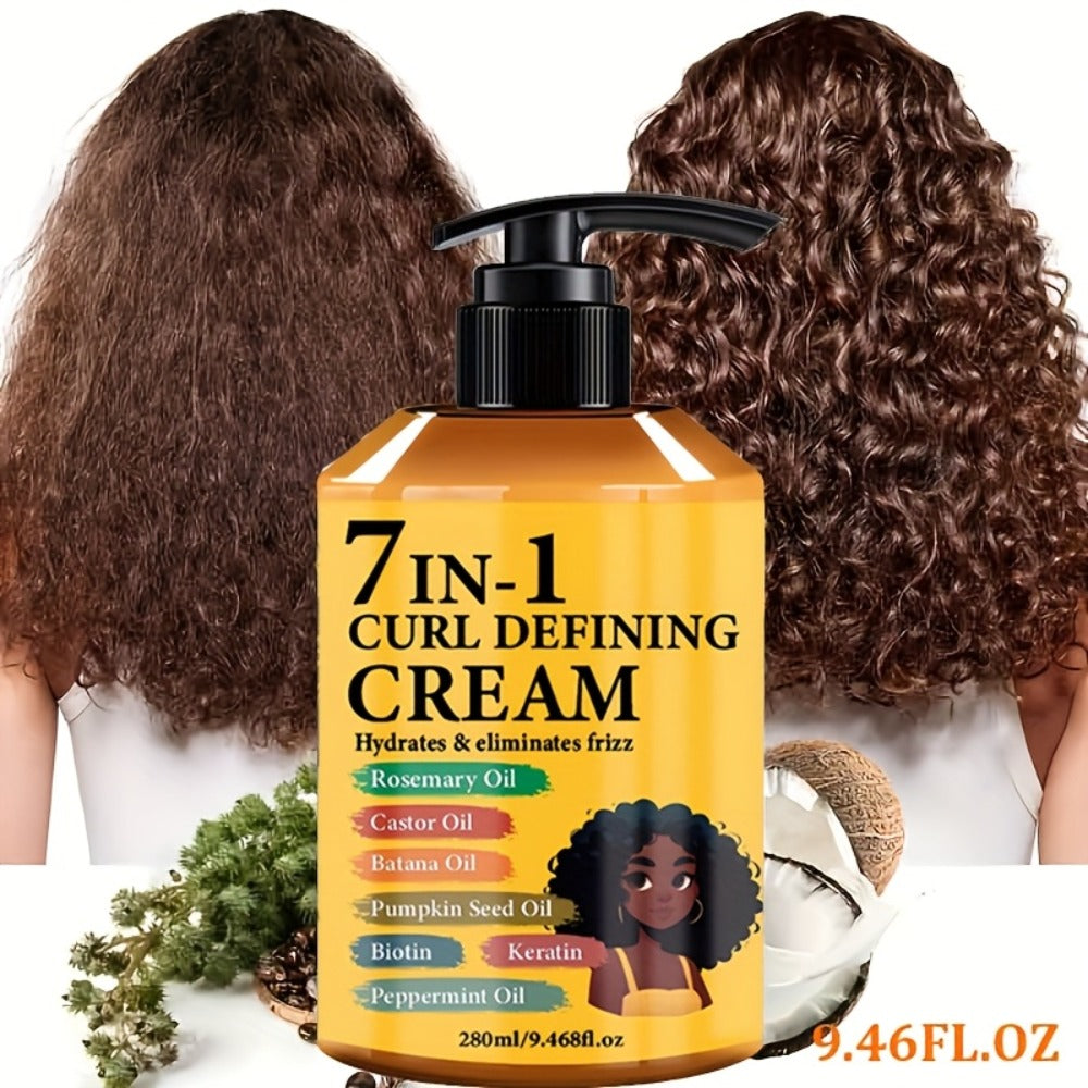 Curl Cream for Wavy & Curly Hair 9.47oz – 7-in-1 Moroccan Argan Oil & Rosemary Formula for Long-Lasting Hold — image 2