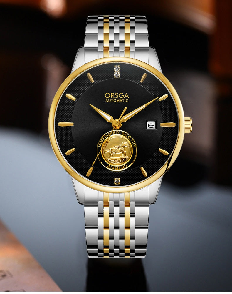 Waterproof Transparent Bottom Business Men's Mechanical Watch