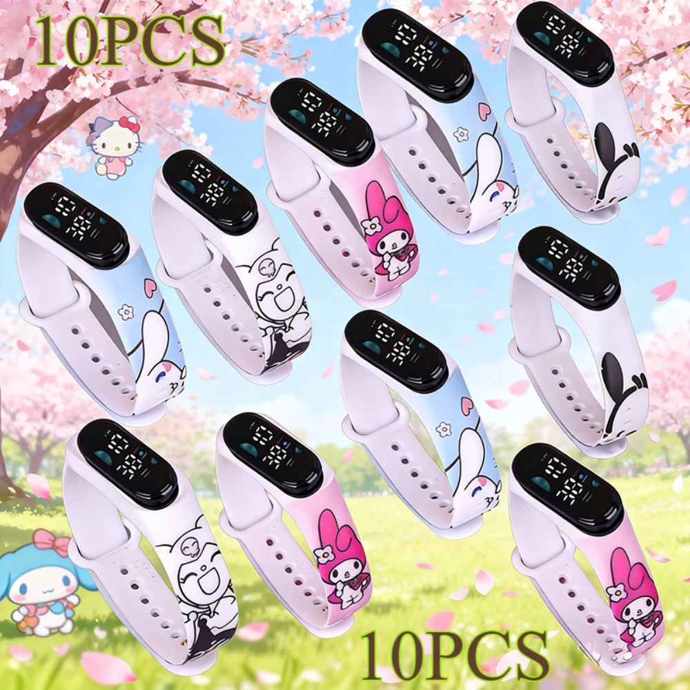 Sanrio Kuromi My Melody Kids Electronic Sports Watch Set 10 Pack, Kawaii Anime 4-Color Mix — image 2