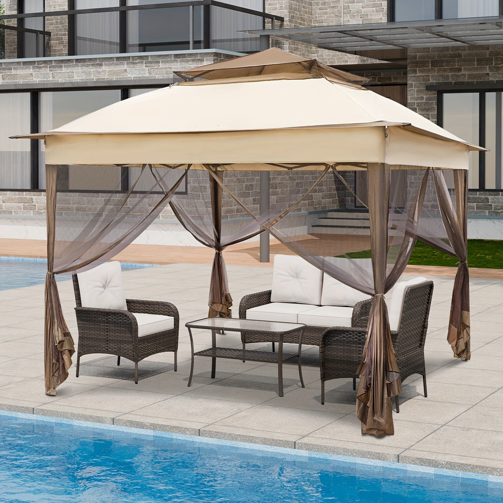 Instant Gazebo Tent 11x11 FT Mosquito Netting No Assembly Required for Garden, Yard and Pest Management — image 2