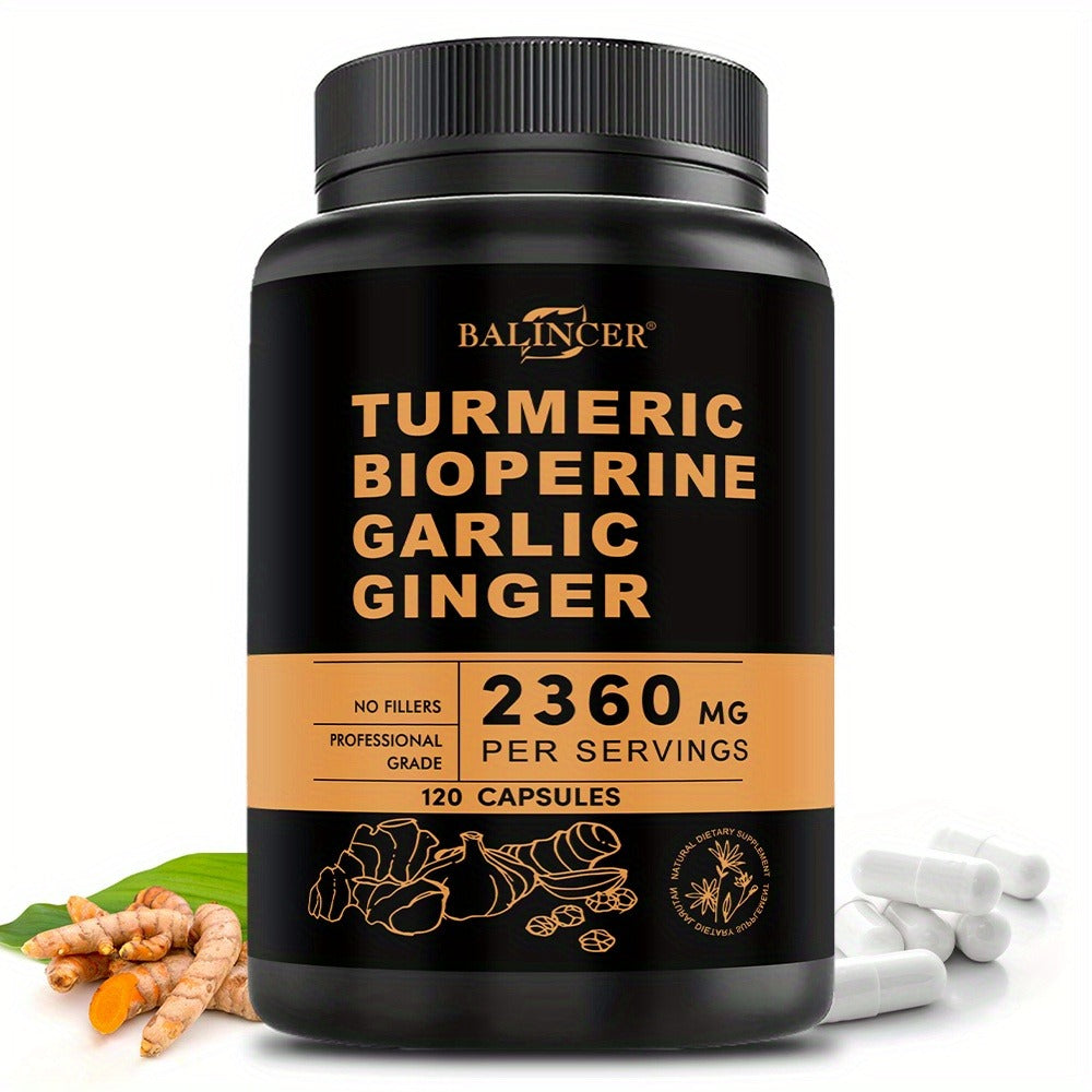 Herbal Supplement with BALINCER Label, Turmeric Bioperine Garlic Ginger 2360mg per Serving, 120 Capsules — image 1