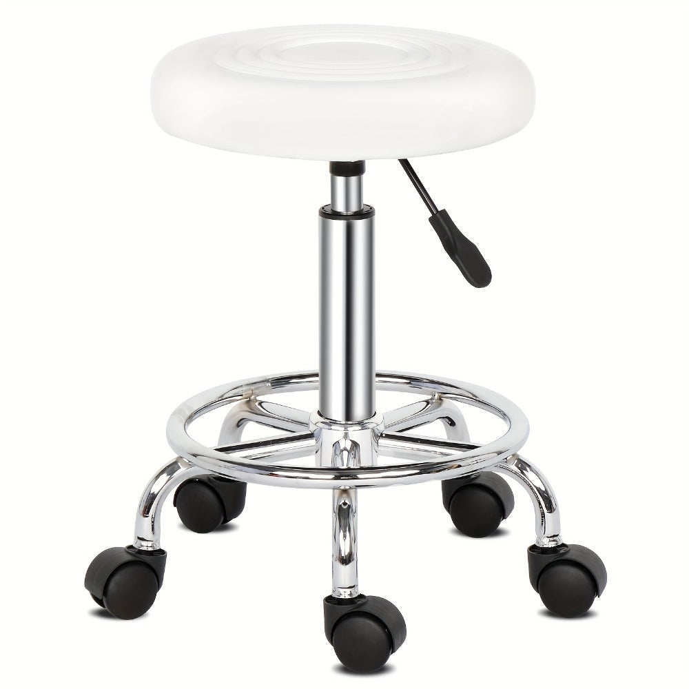 360 Swivel Bar Stool with Footrest Round Cushioned Sponge Seat Chrome Base Counter Stool Kitchen Island Home — image 4