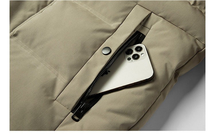 Mens Padded Cotton Coat With Fleece-Lined Detachable Hood
