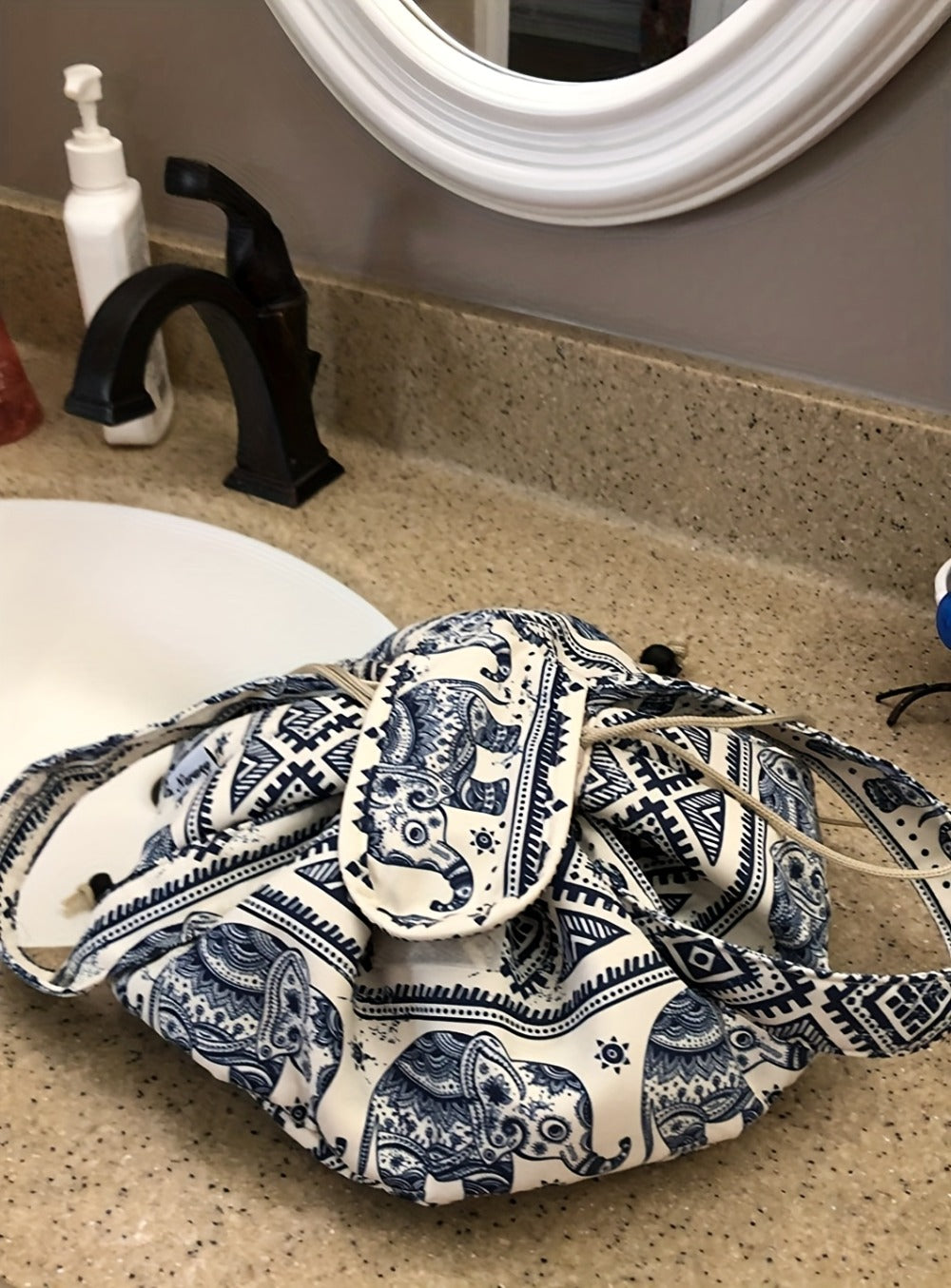 Makeup Bag Drawstring Flat-Lay Oxford Organizer in 12 Print and Color Options for Travel, Vanity and Everyday Beauty Storage 