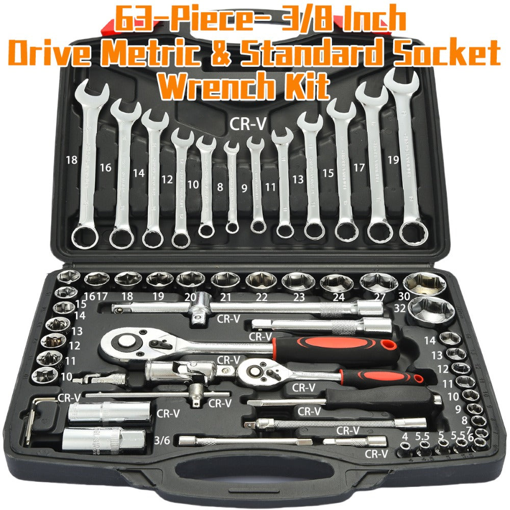 Professional Automotive Tool Set 55 / 63 / 96-Piece – Ratchet Socket Wrench Kit for Car & Bicycle Maintenance | High-End Mech