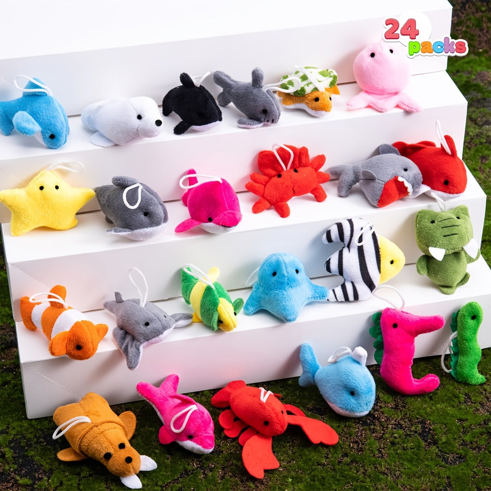 Twenty-Four Mini Sea-Animal Plush Keychains in Assorted Fish, Shark, Whale and Crab Designs — image 5