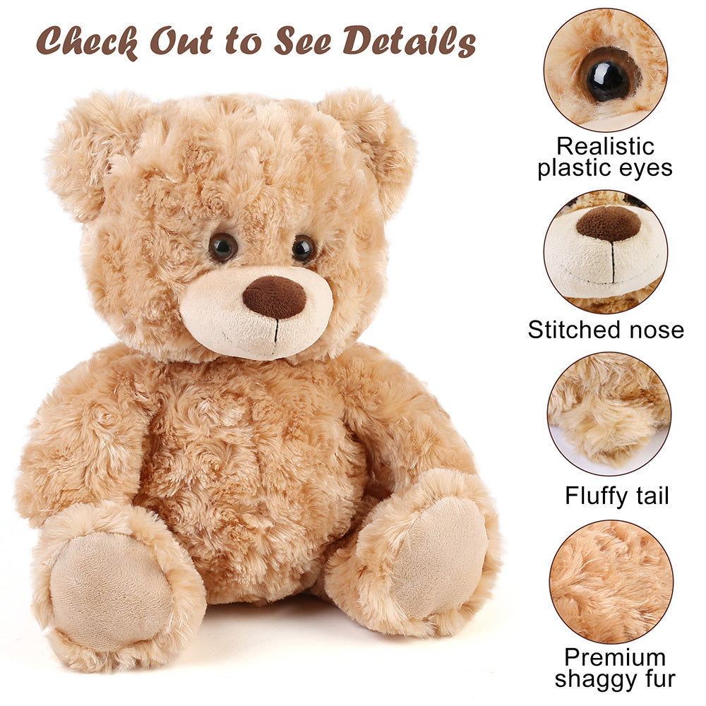 Plush Toy Shaggy Brown Teddy Bear 15-Inch with Sitting 12-Inch Format and Classic Bow for Display — image 11