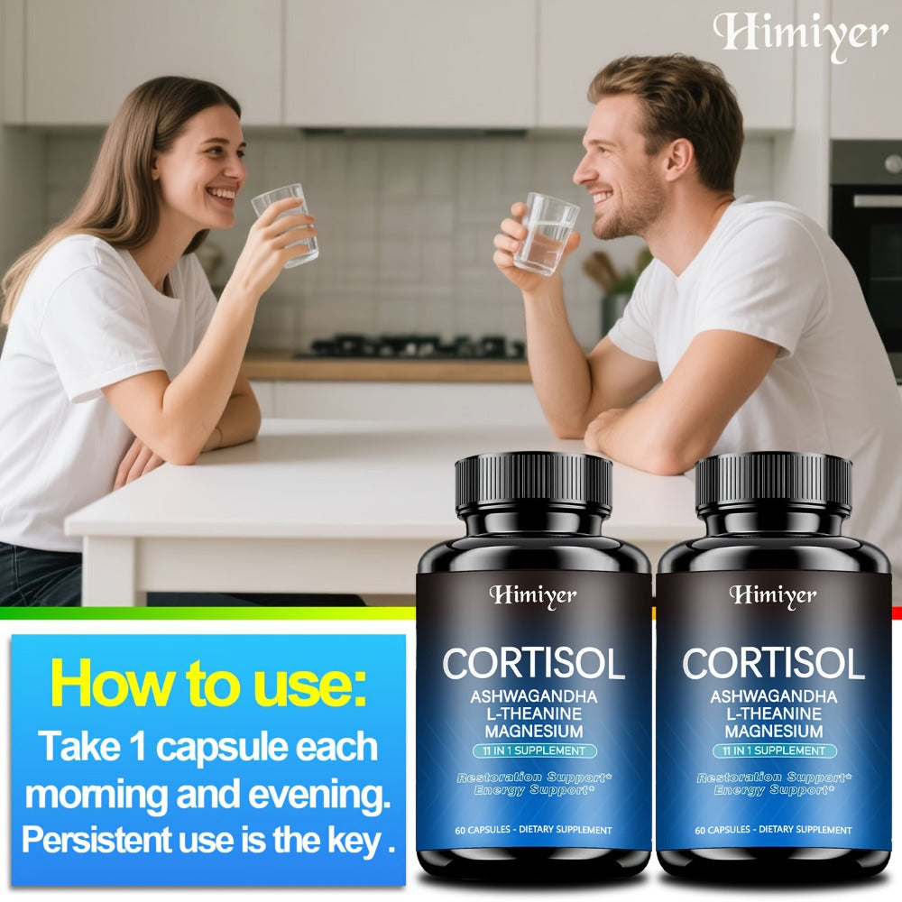 Rhodiola Ashwagandha Stress Capsules with L-Theanine & Magnesium, Cortisol Balance, Deep Sleep & Mood Support Supplement for 