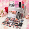 Makeup Kit in Handled Aluminum-Style Travel Case with Mirror, Tiered Trays and Silvery or Red Finish — image 1