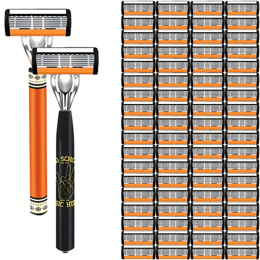 Double Edge Safety Razor Set for Men with 2 Handles & Stainless Steel Replacement Blades – Barber-Quality Close Shave Manual 