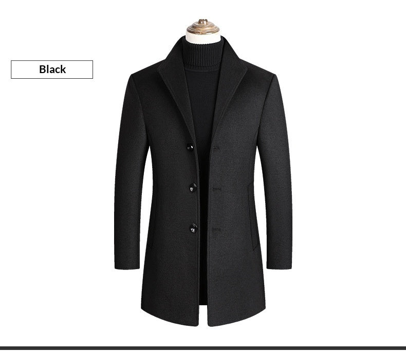 Middle-aged Men's Coat Stand-up Collar Woolen Coat