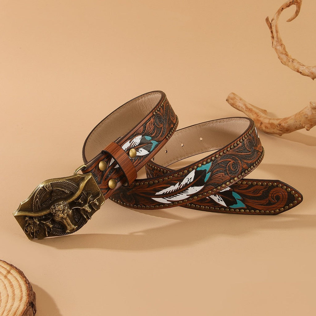 Western Cowboy Bullhead Punk Belt Retro Belt