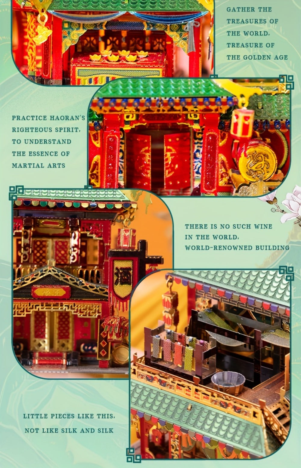 Chinese Street View Metal Model Kit, MU 3D Puzzle Traditional Architecture, Tianloc Pavilion Chiya Chai Tea House Drunk Xiao 