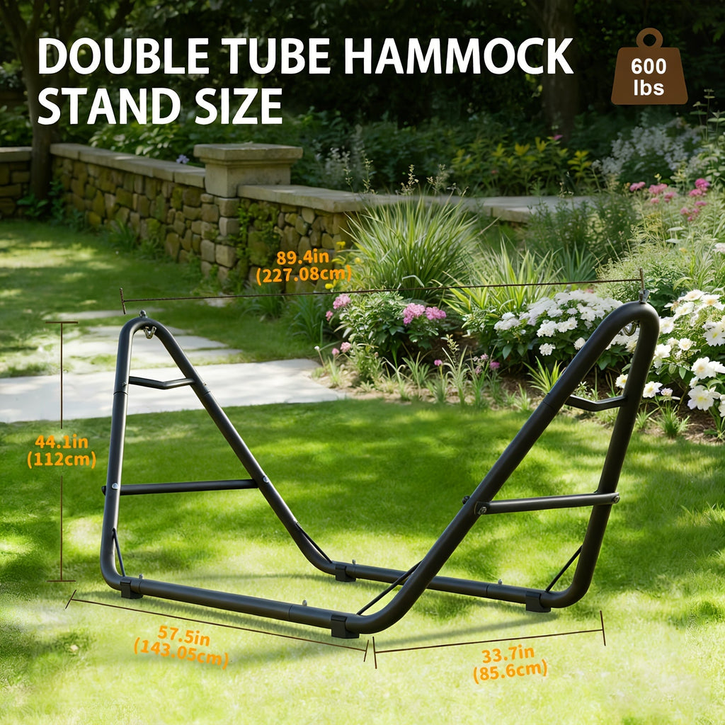 Freestanding Hammock and Stand Set with 89.37-Inch Width, Three Colors and 600 lb Load-Limit Marking — image 4